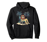 Dreaming of Paradise with this Vacationing Lion Pullover Hoodie