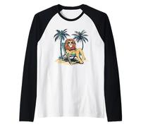 Dreaming of Paradise with this Vacationing Lion Raglan Baseball Tee