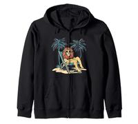 Dreaming of Paradise with this Vacationing Lion Zip Hoodie
