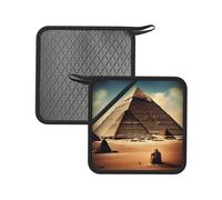 Dreaming of The Pyramids of Khufu 2PCS Square Silicone Anti-scalding mat - 7.1 inches, Suitable for Frying Pans, ovens, Grills, Tea Sets