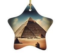 Dreaming of the Pyramids of Khufu Christmas Ceramic Star Ornaments for Xmas Tree Decorations, Cosy Home & Festive Gift Ideas