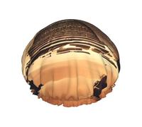 Dreaming Of The Pyramids Of Khufu Double Layer Waterproof Shower Cap For Women, Reusable Bath Hat With Elastic Band, Keep Hair Dry For Shower And Skincare