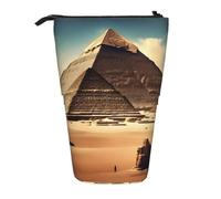 Dreaming of The Pyramids of Khufu Expandable Stand Pencil Pouch, Multi-Design Oxford Fabric, Adjustable Height, Multi-Use Cosmetic Bag