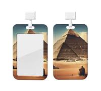 Dreaming of The Pyramids of Khufu Id Badge Holder with Lanyard-Vertical Card Protector Clear Abs Hard Shell, Retractable Reel for Work Office
