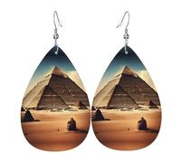 Dreaming of the Pyramids of Khufu Leather earrings, European and American style earrings for young women, birthday gifts/Valentine's Day gifts