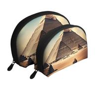 Dreaming of The Pyramids of Khufu Portable Shell Cosmetic Bag Set - Travel Makeup Organiser with Zipper & Inner Compartments
