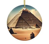 Dreaming of The Pyramids of Khufu Printed Christmas Tree Ceramic Ornaments Holiday Decoration Christmas Unique Pendant for Christmas Party
