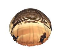 Dreaming of the Pyramids of Khufu Printed shower cap, reusable, specially designed for women's long hair, double-layer structure, suitable for bathing.