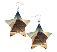 Dreaming of the Pyramids of Khufu Prints Leather Star-Shaped Earrings Lightweight And Stylish Accessories For Parties Dances And Everyday Life.