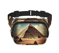 Dreaming of the Pyramids of Khufu Square Double-Layer Waist Bag with Adjustable Strap for Outdoor Activities, Black, One Size
