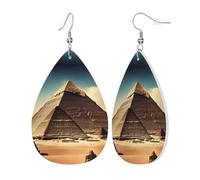 Dreaming Of The Pyramids Of Khufu Teardrop Leather Earrings, Women'S Accessories, Versatile Earrings Suitable For Commuting And Travel.
