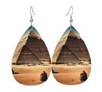 Dreaming of the Pyramids of Khufu Teardrop-shaped leather earrings are a luxurious and fashionable accessory suitable for women, showcasing individual charm.