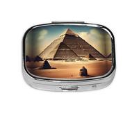 Dreaming of The Pyramids of Khufu Travel Pill Organizer. 2-Compartment Pill Box, Portable Mini Pill Box, Vitamin Medicine Storage Box