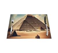 Dreaming of The Pyramids of Khufu Woven Placemat 12x18 Inch - Non-Slip, 4 PCS Durable for Home and Kitchen Decor