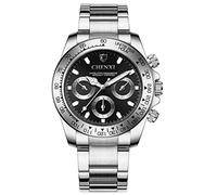 DREAMING Q&P Fq-005 Golden Silvery Stainless Steel Men's Wrist Watches for Man Black IP Plating Crystals Index