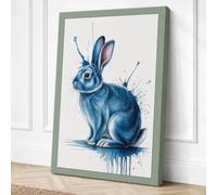 Dreaming Rabbit Boho Canvas Wall Art Print 24x16 Inch