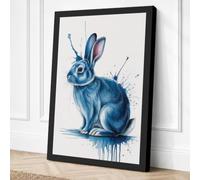 Dreaming Rabbit Boho Canvas Wall Art Print 24x16 Inch | Black