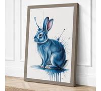 Dreaming Rabbit Boho Canvas Wall Art Print 30x20 Inch | Taupe