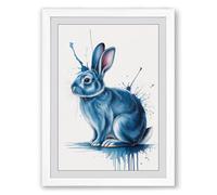 Dreaming Rabbit Boho Framed Wall Art Print A2 (59.4×42cm) White, Wall Decor for Living Room, Bedroom, Office & Home, Ready to Hang, Art Gift