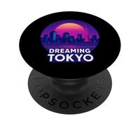 Dreaming Tokyo Vaporwave Skyline PopSockets Adhesive PopGrip
