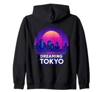 Dreaming Tokyo Vaporwave Skyline Zip Hoodie