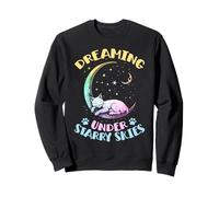 Dreaming Under Starry Skies Cat Sleepts On Moon Sweatshirt