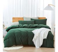 Dreaming Wapiti Duvet Cover Queen,Washed Microfiber Dark Green Queen Size Duvet Cover Set,Solid Color - Soft and Breathable with Zipper Closure & Corner Ties (Dark Green, Queen)