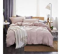 Dreaming Wapiti Duvet Cover Set, Washed Microfiber Queen Size Duvet Cover Set, Solid Color, Soft and Breathable with Zip and Corner Ties (Pink Mocha, Queen)