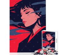 Dreaming Woman Surreal Anime Minimalist Art Illustration 1000 Piece Jigsaws for Adults Puzzle Stimulate Active Brain And Mind Gentle Relaxing Fun Activity (50x75cm)