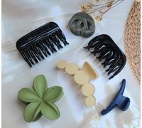 DREAMISH HAIR ACCESSORIES Various Shape Hair Claw Clip Clutcher, Large Medium & Small Glossy Matte Hair Barrettes, Non-Slip Square Rectangle Flower Hair Accessories (Any Color Pk-6)