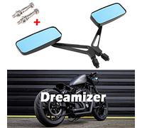 DREAMIZER 8mm 10mm Motorcycle Rectangle Rearview Mirror, Retro Style Motorcycle Side Mirror Replacement for Bobber Sportster XL883 1200 48 Dyna Street Glide Softail Low Rider