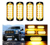 DREAMIZER Car Flashing Light Warning Light, 4PCS 12 LEDs Emergency Strobe Lamp, 12/24V Car Beacon Light with 18 Flashing Modes for Truck Tractor Backhoe Loader Forklift ATV UTV Pickup truck Vehicles