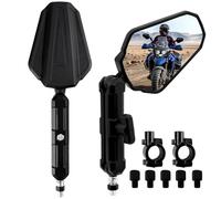 DREAMIZER Upgraded Adventure Motorcycle Mirrors, Ball-Head ATV Rear View Mirrors No Vibration With 8mm 10mm Screw and 7/8" Handlebar Aluminum Mount Compatible with ATV Dirt Bike Scooter Moped Quad