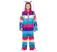 DreamJ Halloween Costumes for Men Adults,Multicolored Funny Halloween Costume Hooded Jumpsuits Funny Fiesta Outfits, Multicolor, XL