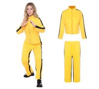 DreamJ Halloween Killer Costume Women,Yellow Uniform with Jacket Pants for Adult Women Kung-Fu Outfit (Yellow, L)