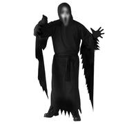 DreamJ Horror Scary Halloween Costume with Mask,Black Hooded Halloween Costumes for Adult Mens Womens Cosplay Scary Costume (Black, M)
