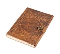 DreamKeeper Leather Journal for Men and Women - Sorcha Leather Notebook, Celtic Design, Bronze Lock | Vintage Notebook Diary, Book of Shadows, Sketchbook Art (A5-8.27" x 5.83")