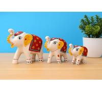 DreamKraft Paper Mache Hand Crafted Elephant Showpiece For Home Decor Standard White