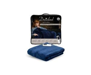 Dreamland Deluxe Velvet Herringbone Heated Throw Navy Blue, Large Size 160 x 120cm