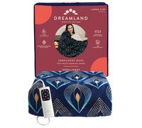 Dreamland Electric Heated Blanket Throw - Peacock Print, 5 Minute Heat Up, Luxuriously Soft Velvet, 6 Temperature Settings, Auto-Off Timer up-to-9 Hours, Machine Washable, Tumble Dry Safe, 160x120cm