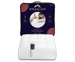 Dreamland Electric Mattress Protector Single Size - Snowed In Organic Cotton, Fitted Sheet style, Fast Heat-Up, Timer with 6 Heat Settings,1 x Detachable Controllers, Machine Washable, 190 x 90cm