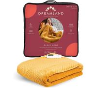 Dreamland Heated Electric Throw Velvet Herringbone 120x160cm Mustard Yellow