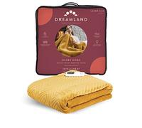 Dreamland Hurry Home Heated Throw - Mustard Yellow Quilted Herringbone - Deluxe Velvet Electric Blanket Perfect for bed and Sofa, Fast Heating, Machine Washable, Detachable Control, Timer, 160x120cm