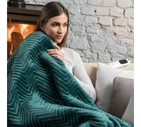 Dreamland Herringbone Pattern Emerald Heated Throw