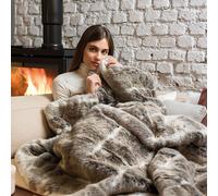 Relaxwell 16710 Deluxe Alaskan Husky Faux Fur Heated Throw