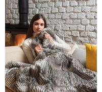 Dreamland Deluxe Zebra Faux Fur Electric Heated Throw
