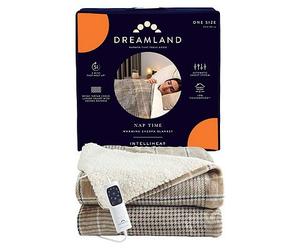 Dreamland Naptime Warming Sherpa Blanket Beige Tartan Check 180X135 Cm