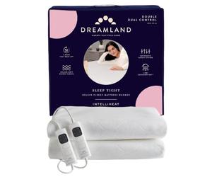 Dreamland Sleep Tight Electric Blanket - Premium Heated Fitted Underblanket with 6 Heat Settings, Fast Heat, Overheat Protection & Machine Washable, Timer, 150 x 137cm - Double Size Two Controllers