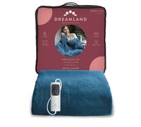 Dreamland Snuggle Up Electric Throw - Teal Blue, 5 Minute Fast Heat Up, Luxury Velvet Plush, 1 Control, 6 Temperature Settings with Timer, Machine Wa