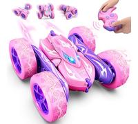 Dreamlandia Pink Remote Control Cars, 360 Flips RC Car Kids Girl Toys for 3 4 5 6 7 8 Year Old Girls Gifts, 4WD Stunt Cars with LED Lights Girls Toys Age 3-8, Gifts for 4-9 Year Old Girl Outdoor Toy